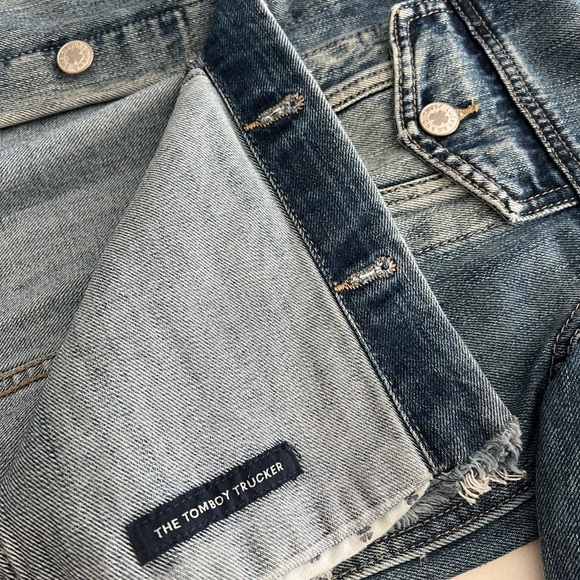 Lucky Brand The Tomboy Trucker Frayed Hem Denim Jacket Medium - Picture 4 of 8